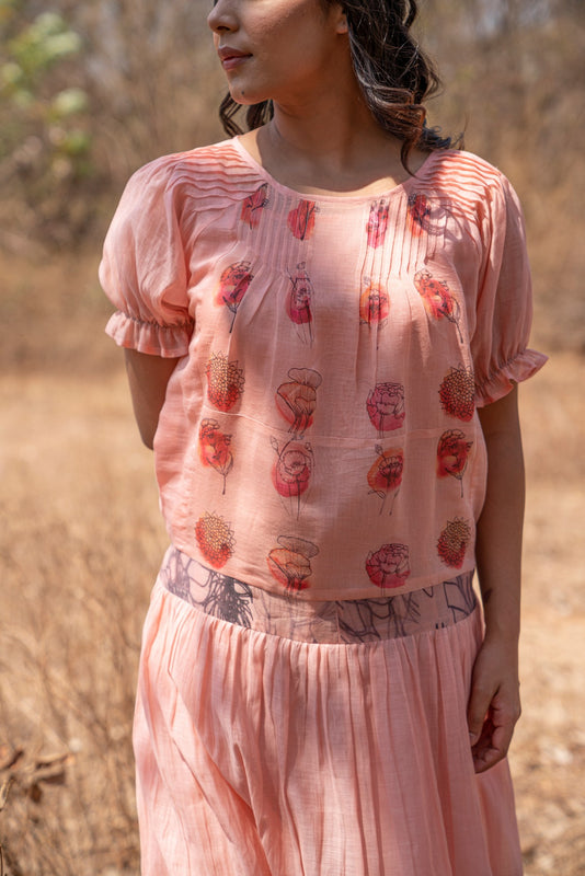 Peach Pintuck Dress